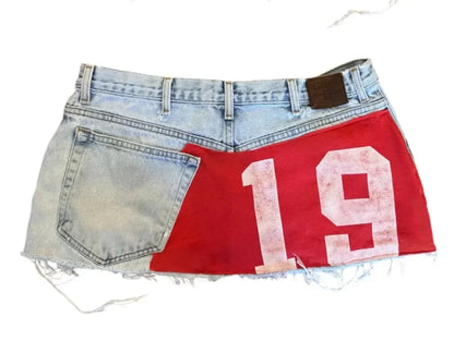 y2k mini sexy loose casual women's skirt printed skirt applique denim gothic street hip hop hoparajuku retro high waist