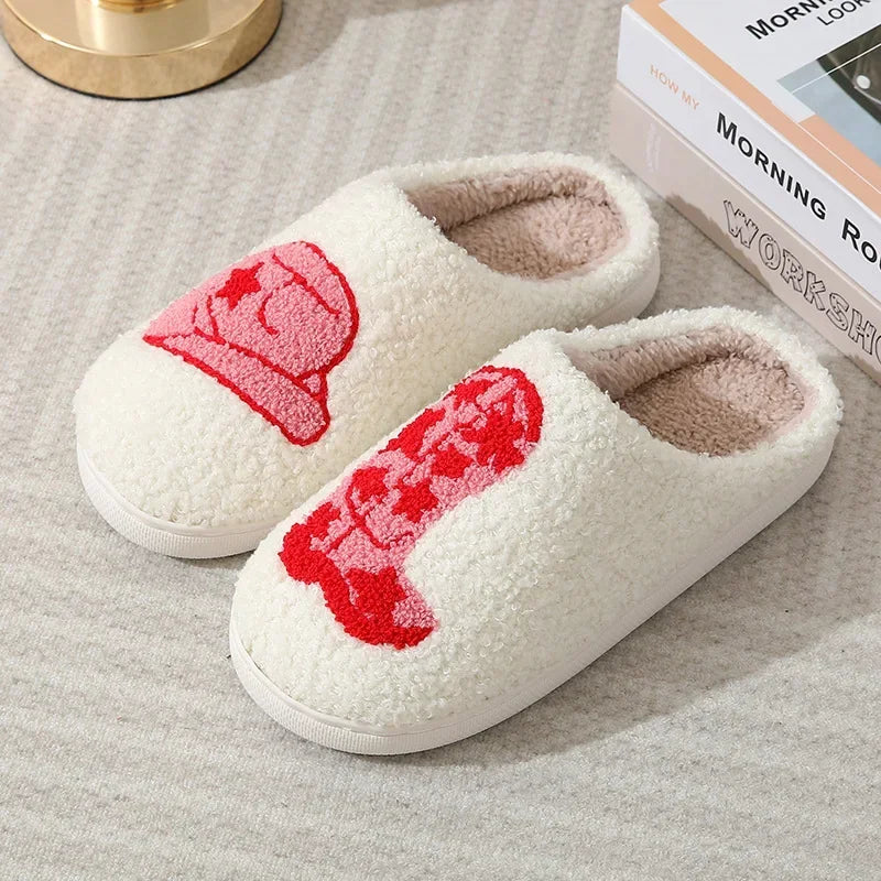 Halloween Home Slipper Women Plush Indoor Floor Non Slip Men Male House Shoes Fuzzy Winter Warm skull cartoon Female Plaid Gift